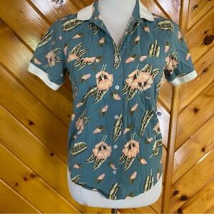 RVCA Luke Pelletier Casual Button Down Shirt Hawaiian Floral Print Small